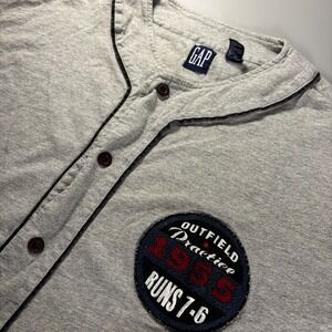 Vintage GAP Baseball Jersey Button Up Shirt Outfield Practice 1955‎ Mens